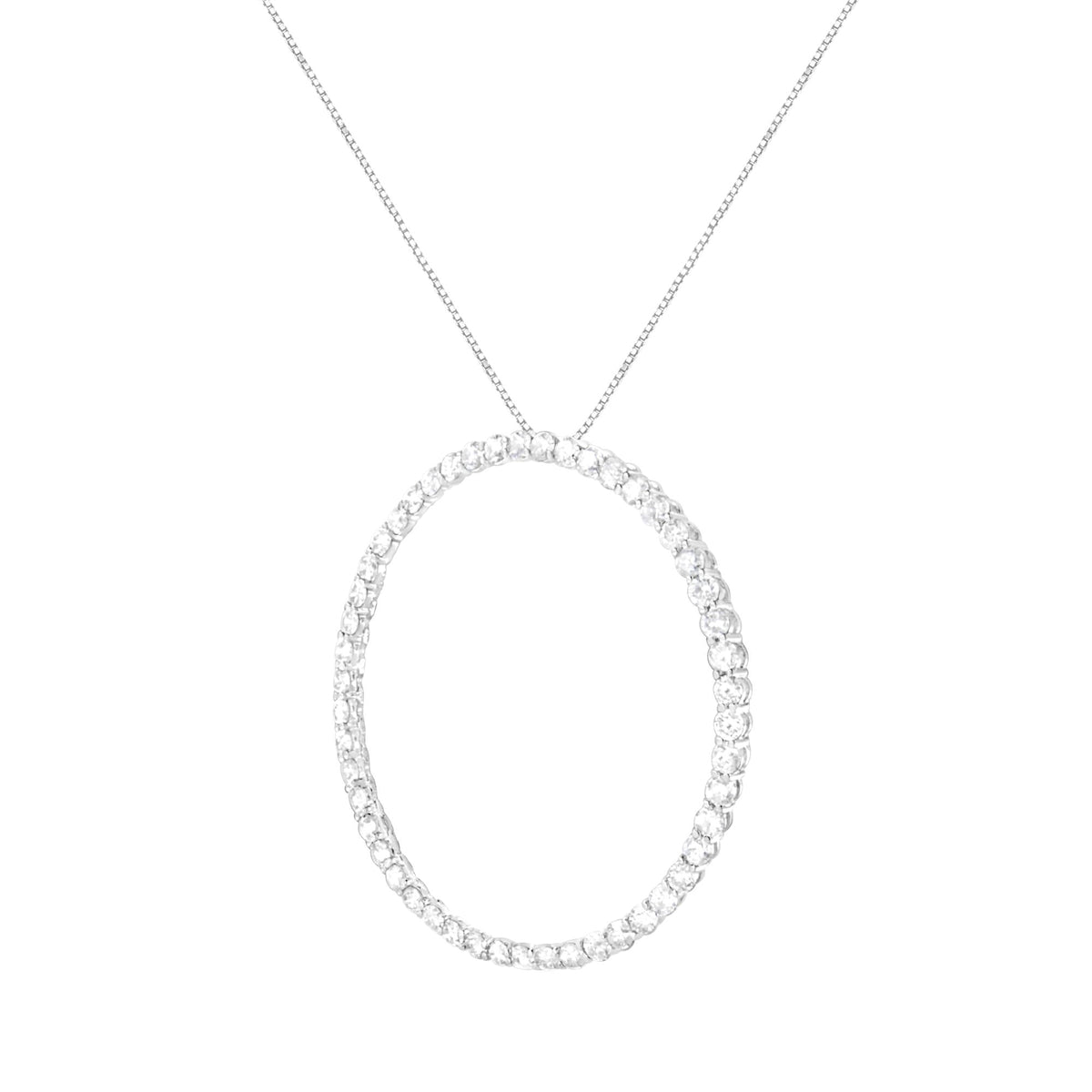 .925 Sterling Silver 4 cttw Prong Set, Round-Cut Diamond Open Circle Hoop 18" Pendant Necklace (J-K Color, I1-I2 Clarity)-3