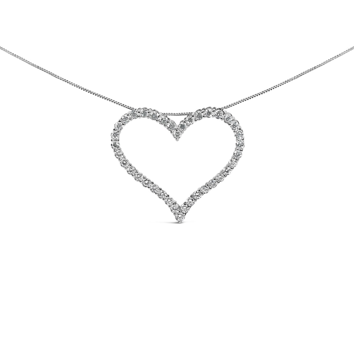 14K White Gold 3.0 Cttw Lab Grown Diamond Open Heart Pendant Necklace-0