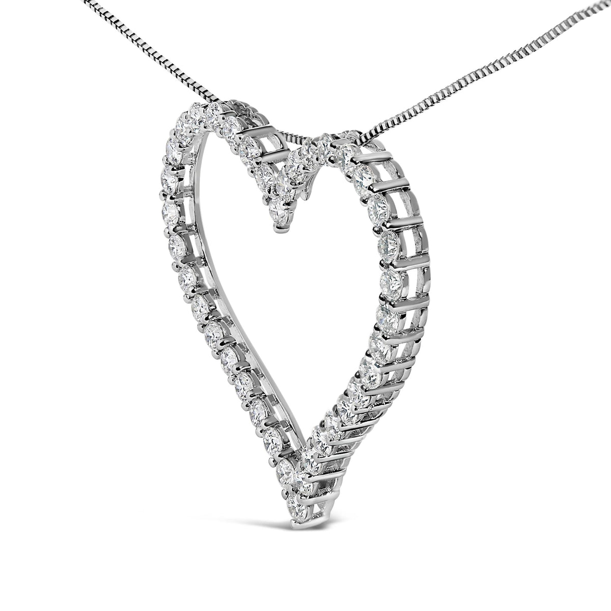 14K White Gold 3.0 Cttw Lab Grown Diamond Open Heart Pendant Necklace-3