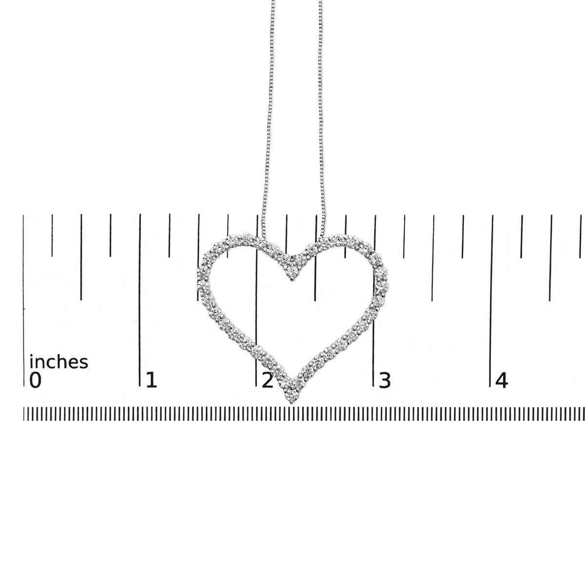 14K White Gold 3.0 Cttw Lab Grown Diamond Open Heart Pendant Necklace-4