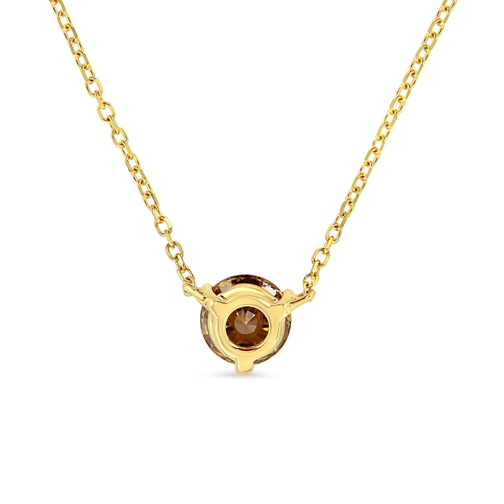 14K Yellow Gold 1/2 Cttw Martini Set Lab Grown Yellow Diamond Solitaire 18" Pendant Necklace (Yellow Color, VS2-SI1 Clarity)-4