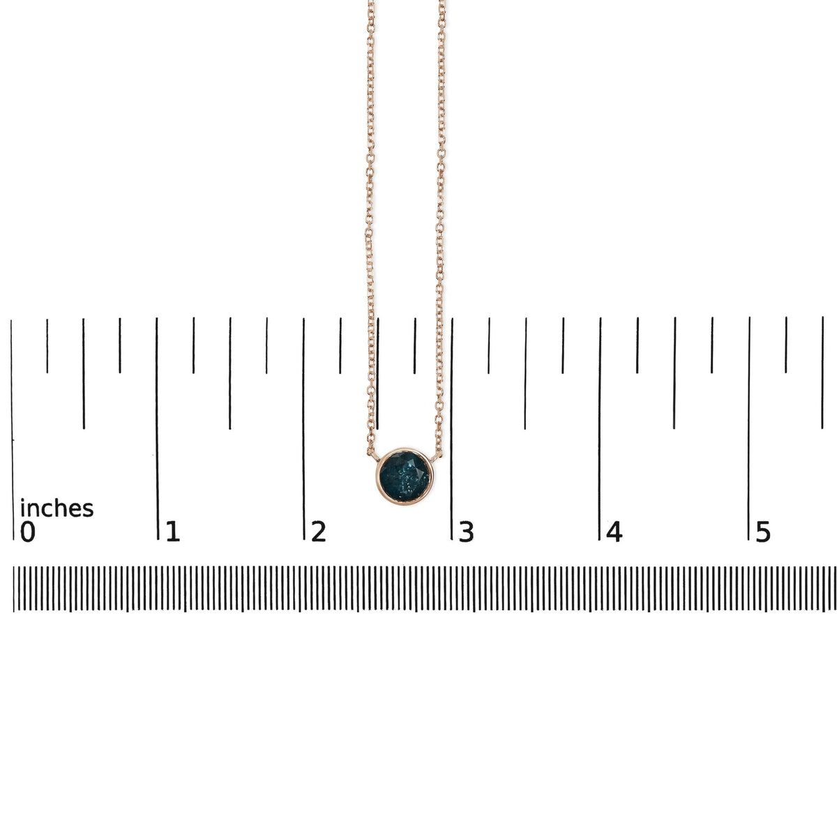 14K Rose Gold 2.0 Cttw Bezel Set Blue Diamond Solitaire Pendant Necklace  - 18" Inches