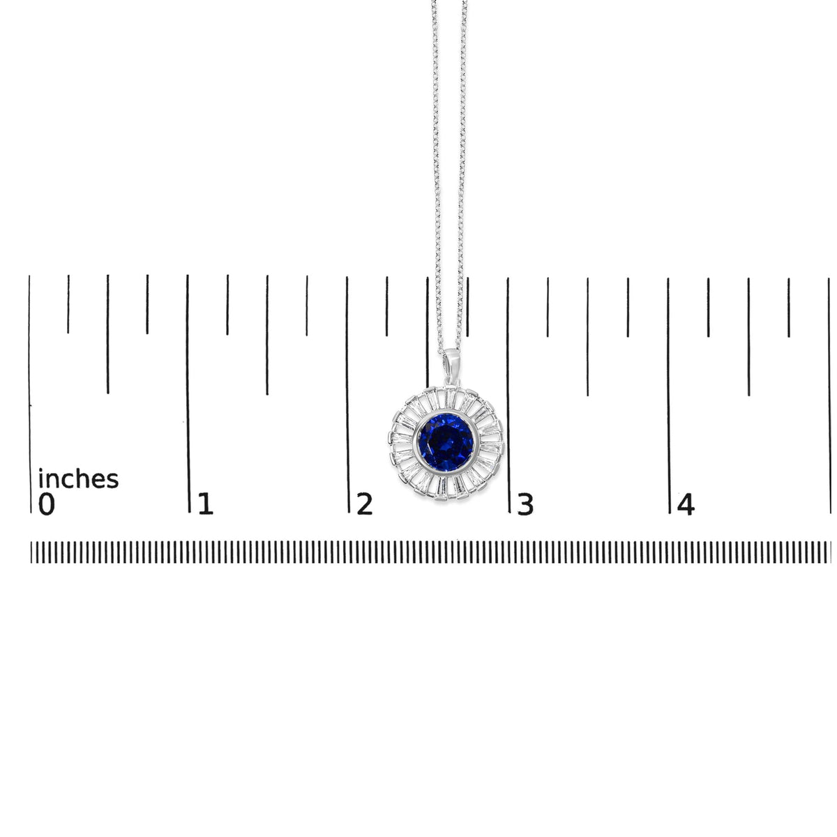 Sterling Silver Lab Grown Sapphire and Diamond Medallion Pendant Necklace