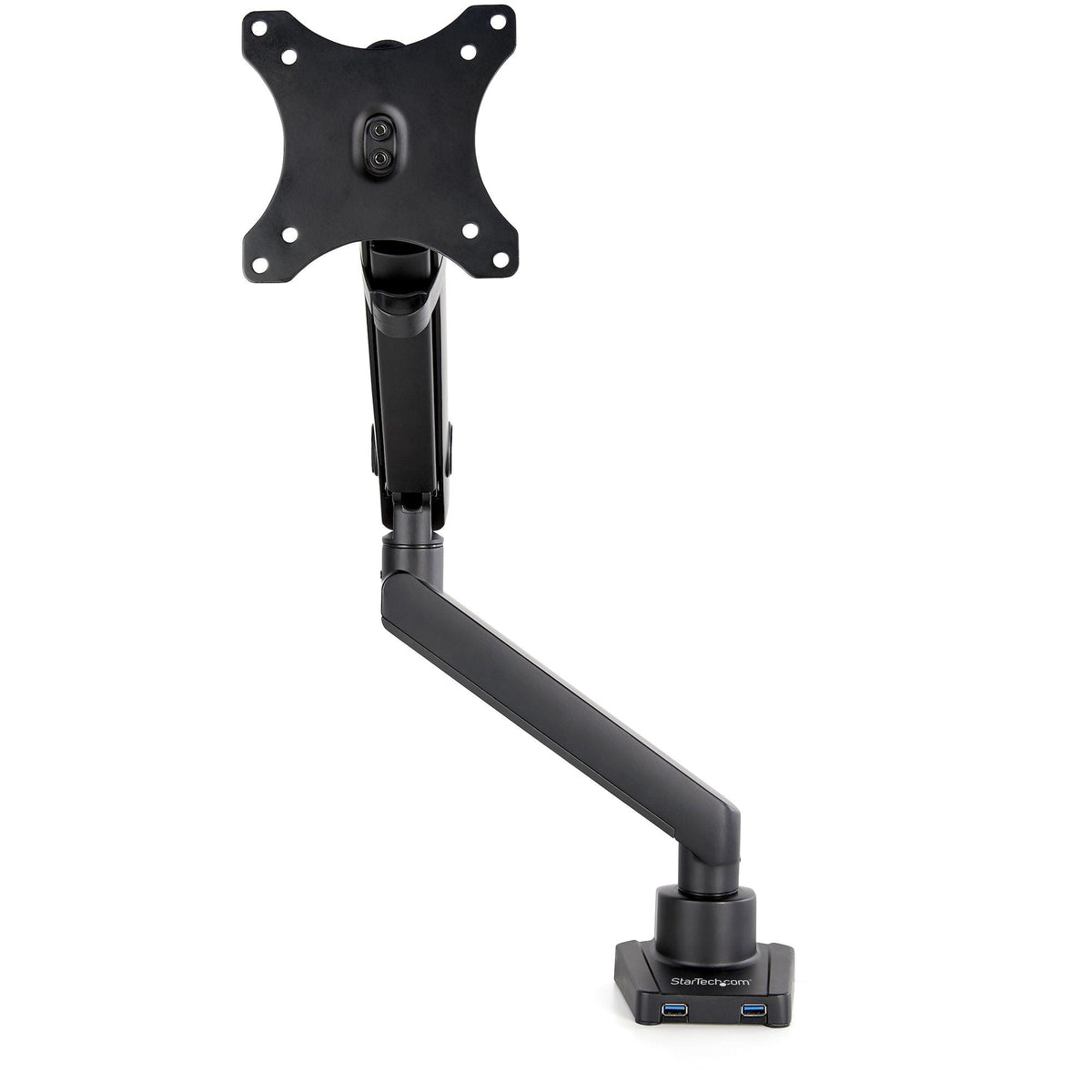 Star Tech Desk Mount Monitor Arm with 2x USB 3.0 ports, Slim Full Motion Single Monitor Mount, up to 34" (17.6lb/8kg) VESA Display, Clamp/Grommet Mount, Mechanical Spring
