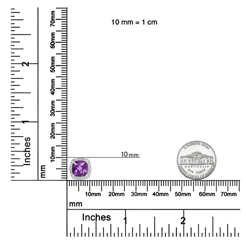 .925 Sterling Silver 10mm Cushion Cut Amethyst Gemstone and Diamond Accent Lariat 4”-10” Adjustable Bolo Bracelet (H-I Color, SI1-SI2 Clarity)-4