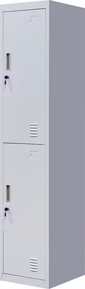 NNEDSZ Lock 2-Door Vertical Locker for Office Gym Shed School Home Storage Grey-0