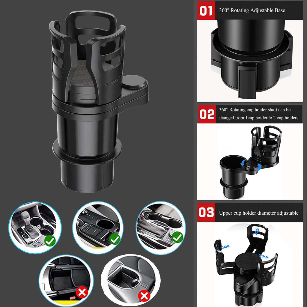 Car Cup Holder Splitter with Rotating Function