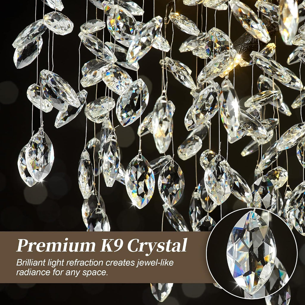 Gold Crystal 43 Inch Tree Branch 12 Light Chandelier