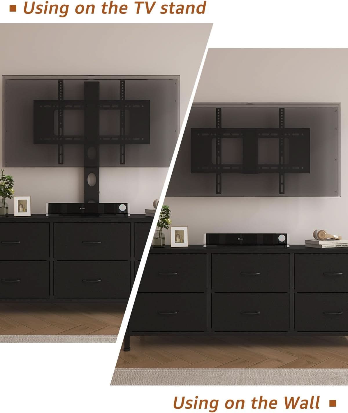 Black TV Entertainment Stand With Adjustable Mount-4