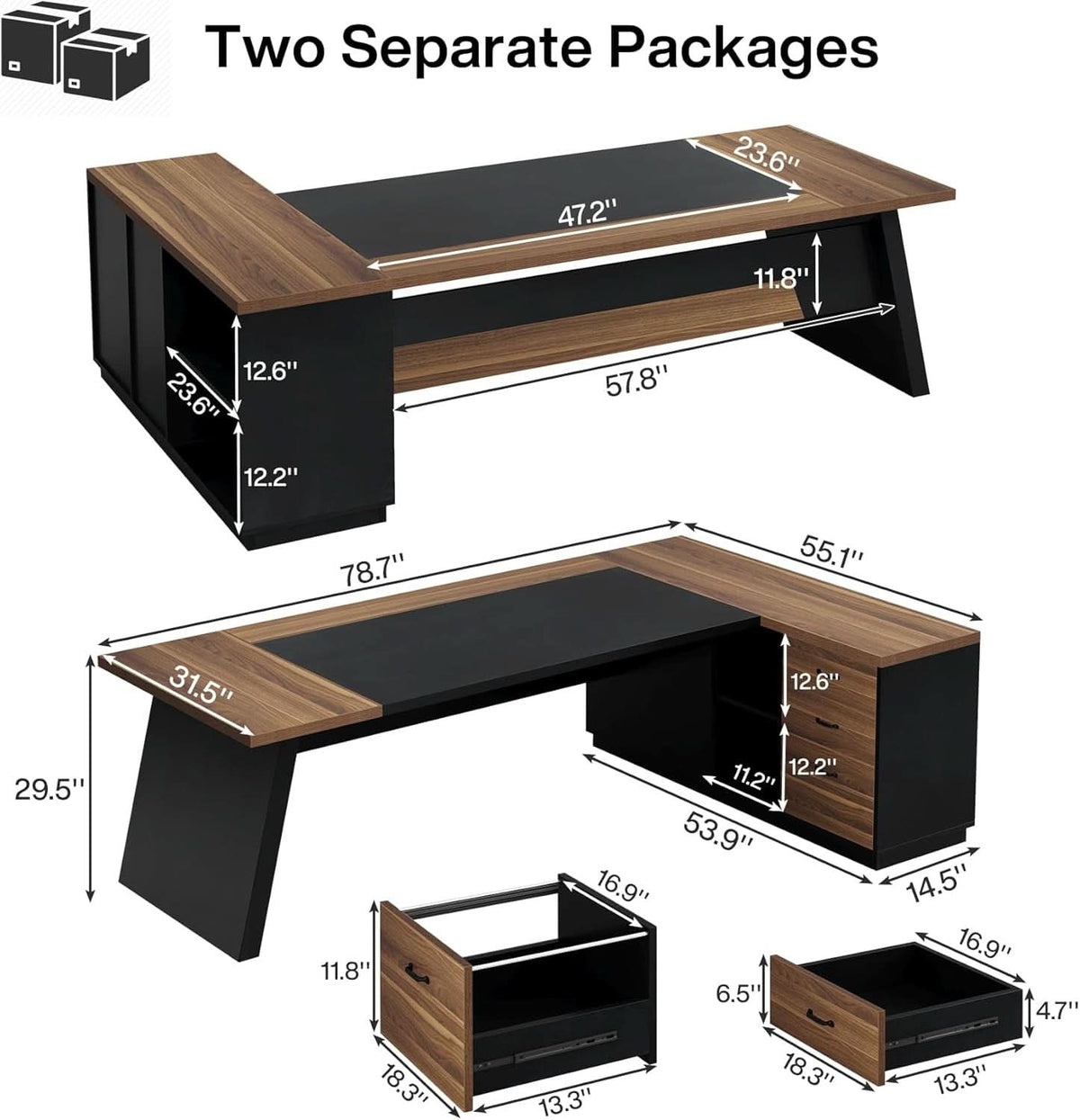 78 Inch Executive Desk Featuring Ample Storage Cabinets-1