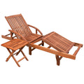 NNEVL Sun Lounger with Table Solid Acacia Wood-0