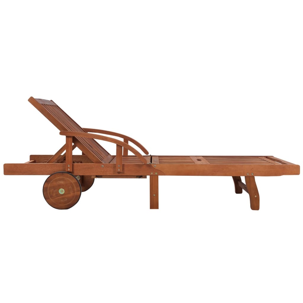 NNEVL Sun Lounger with Table Solid Acacia Wood-4