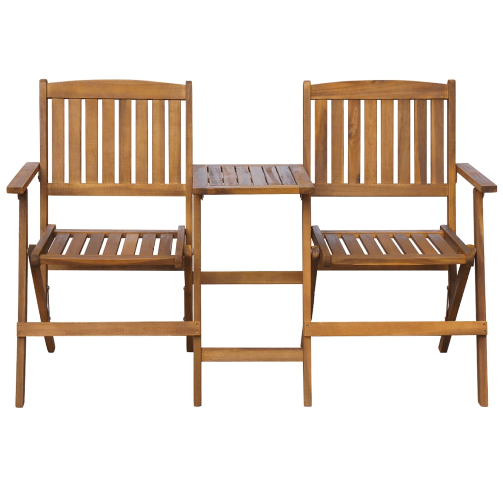NNEVL Folding Garden Bench with Tea Table 140 cm Solid Acacia Wood-1