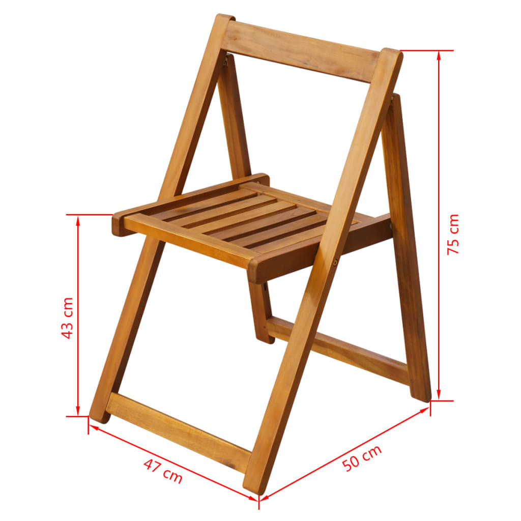 NNEVL Folding Garden Chairs 2 pcs Solid Acacia Wood-3