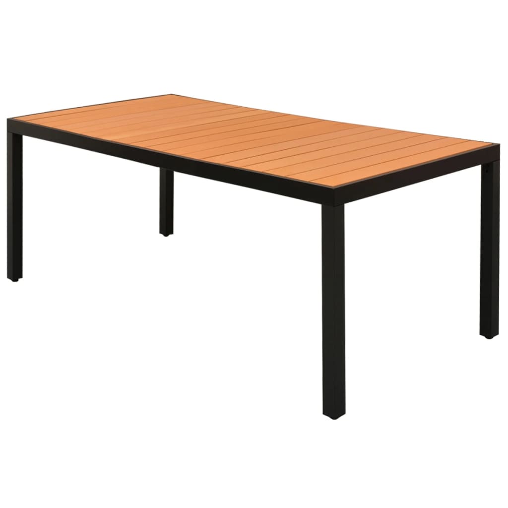 NNEVL Garden Table Brown 185x90x74 cm Aluminium and WPC-0