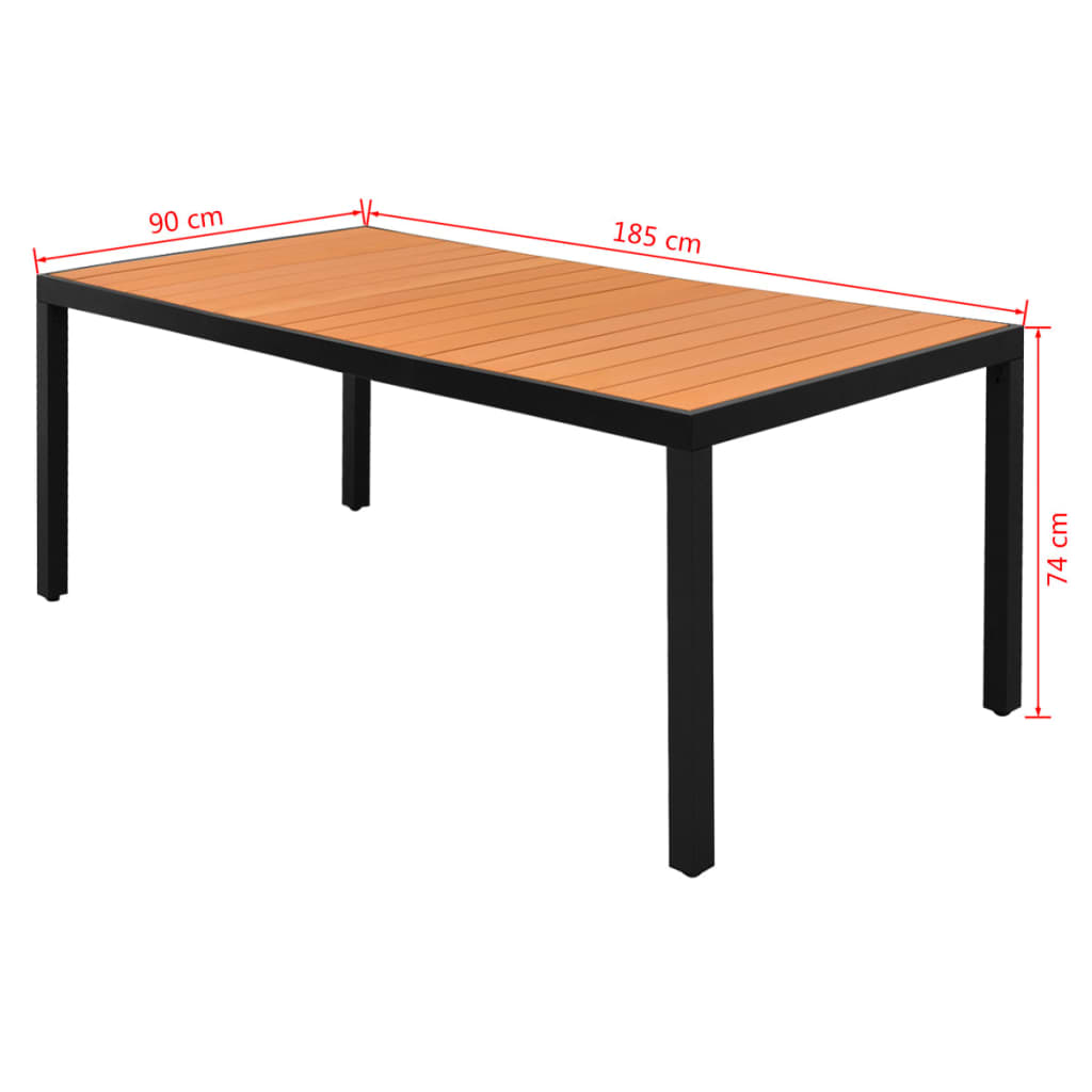 NNEVL Garden Table Brown 185x90x74 cm Aluminium and WPC-2