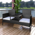 NNEVL 2-Seater Garden Sofa with Tea Table Poly Rattan Black-0