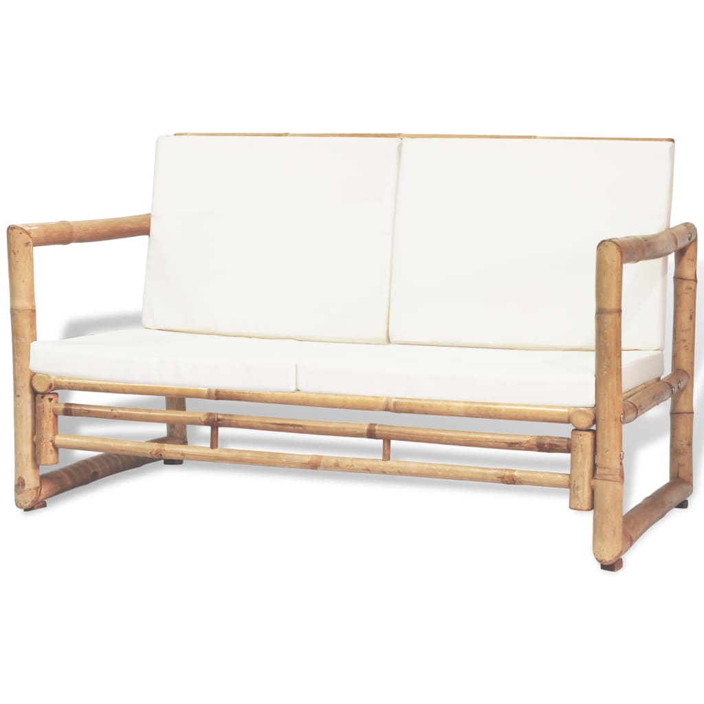NNEVL 2 Seater Garden Sofa with Cushions Bamboo-0