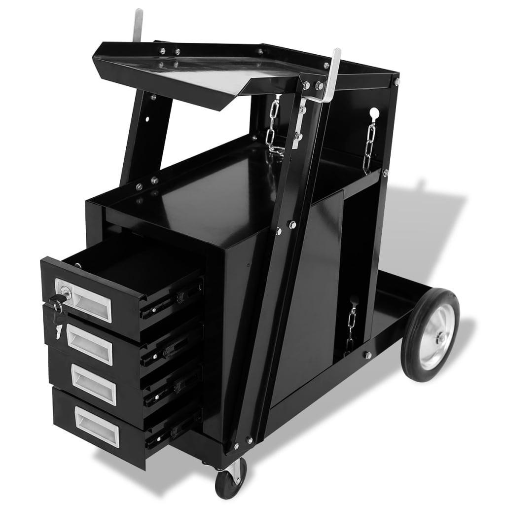NNEVL Welding Cart with 4 Drawers Black-2