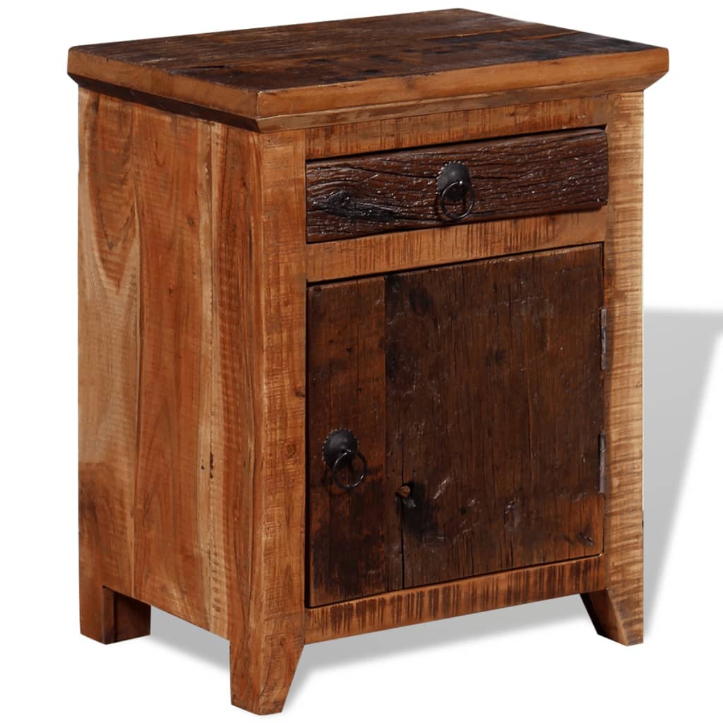 NNEDPE Nightstand Solid Acacia Reclaimed Wood-0