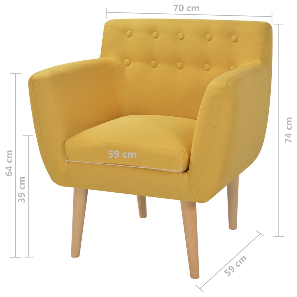 NNEVL Armchair Yellow Fabric-3