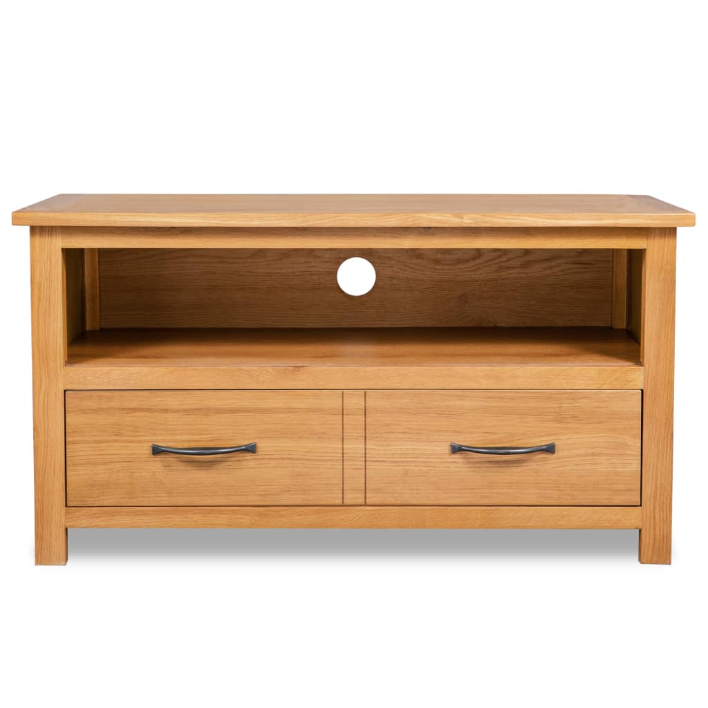 NNEVL TV Cabinet 90x35x48 cm Solid Oak Wood-2
