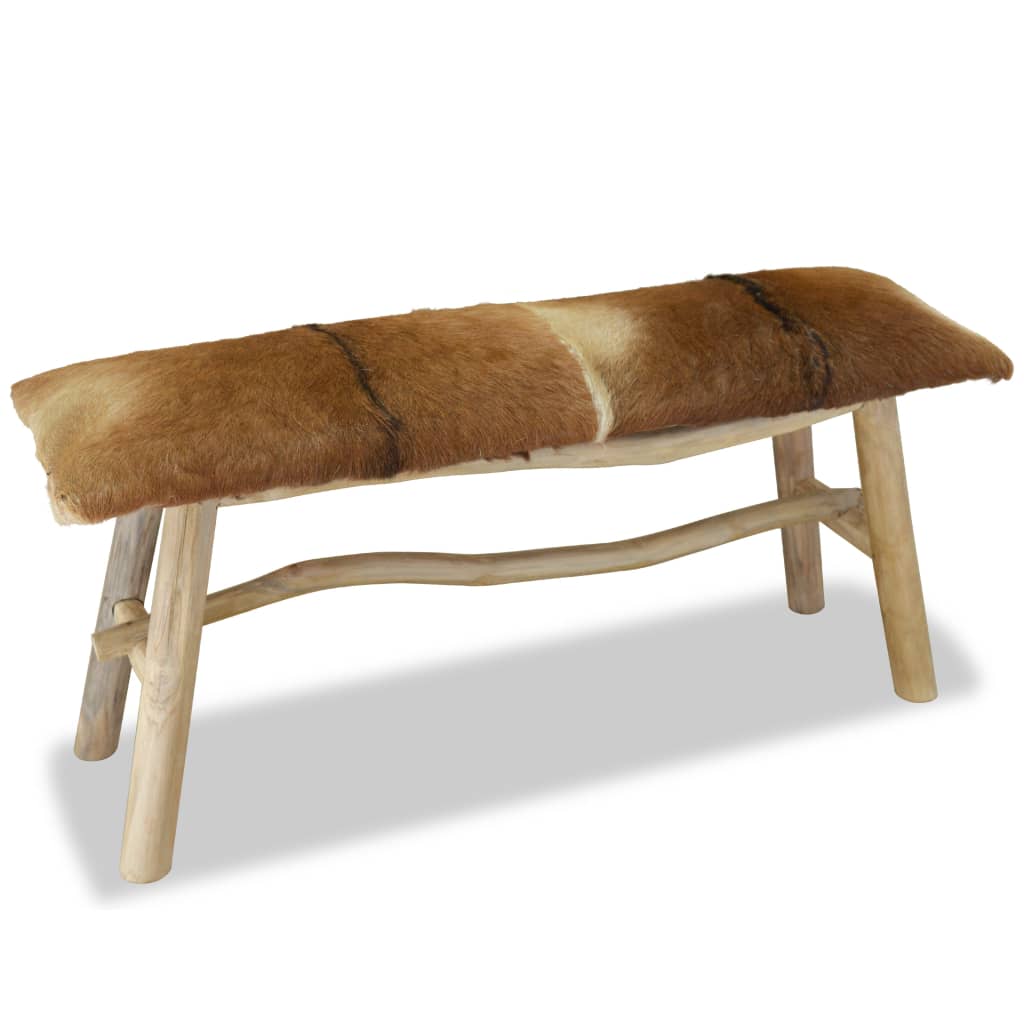 NNEVL Bench Real Leather Teak-2