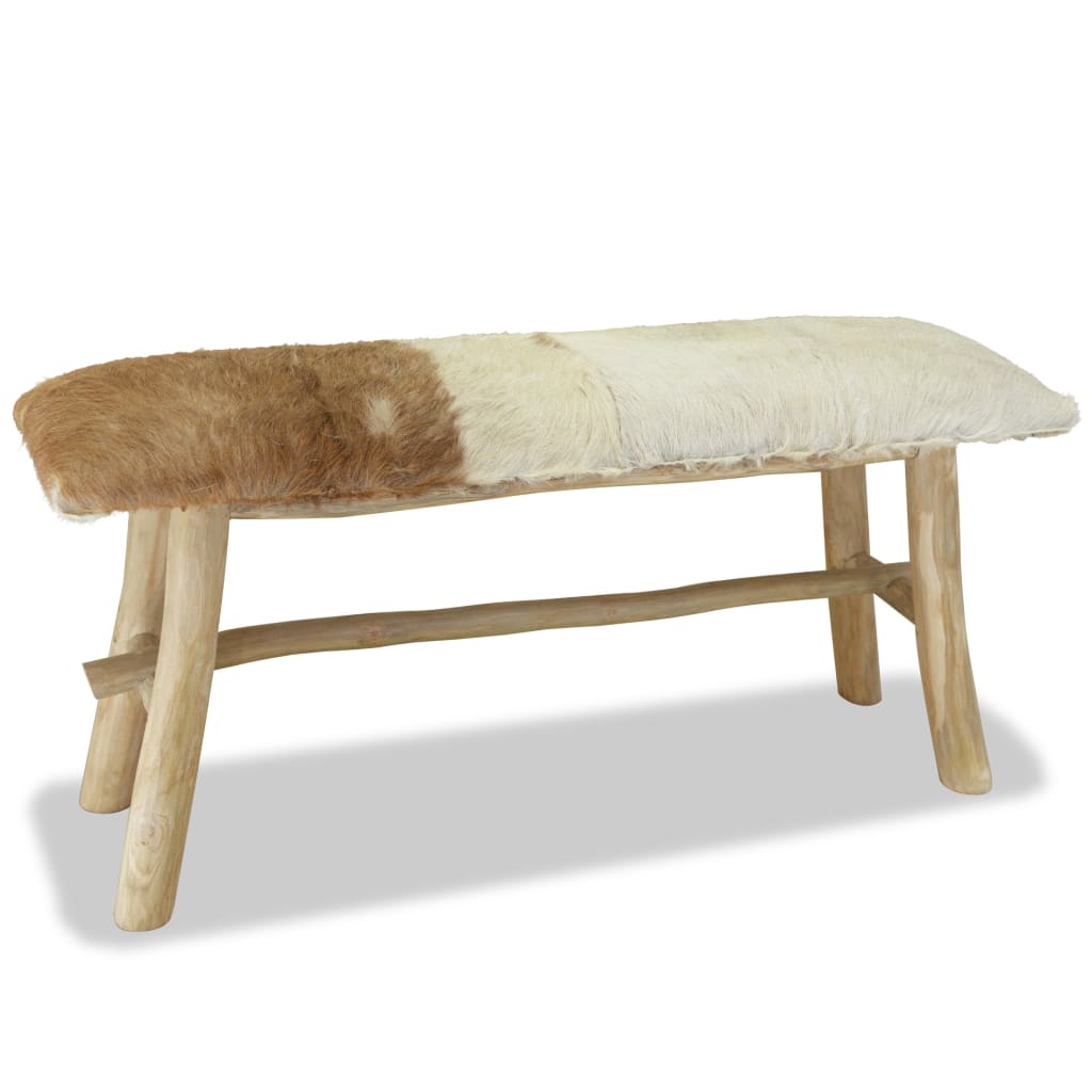 NNEVL Bench Real Leather Teak-4