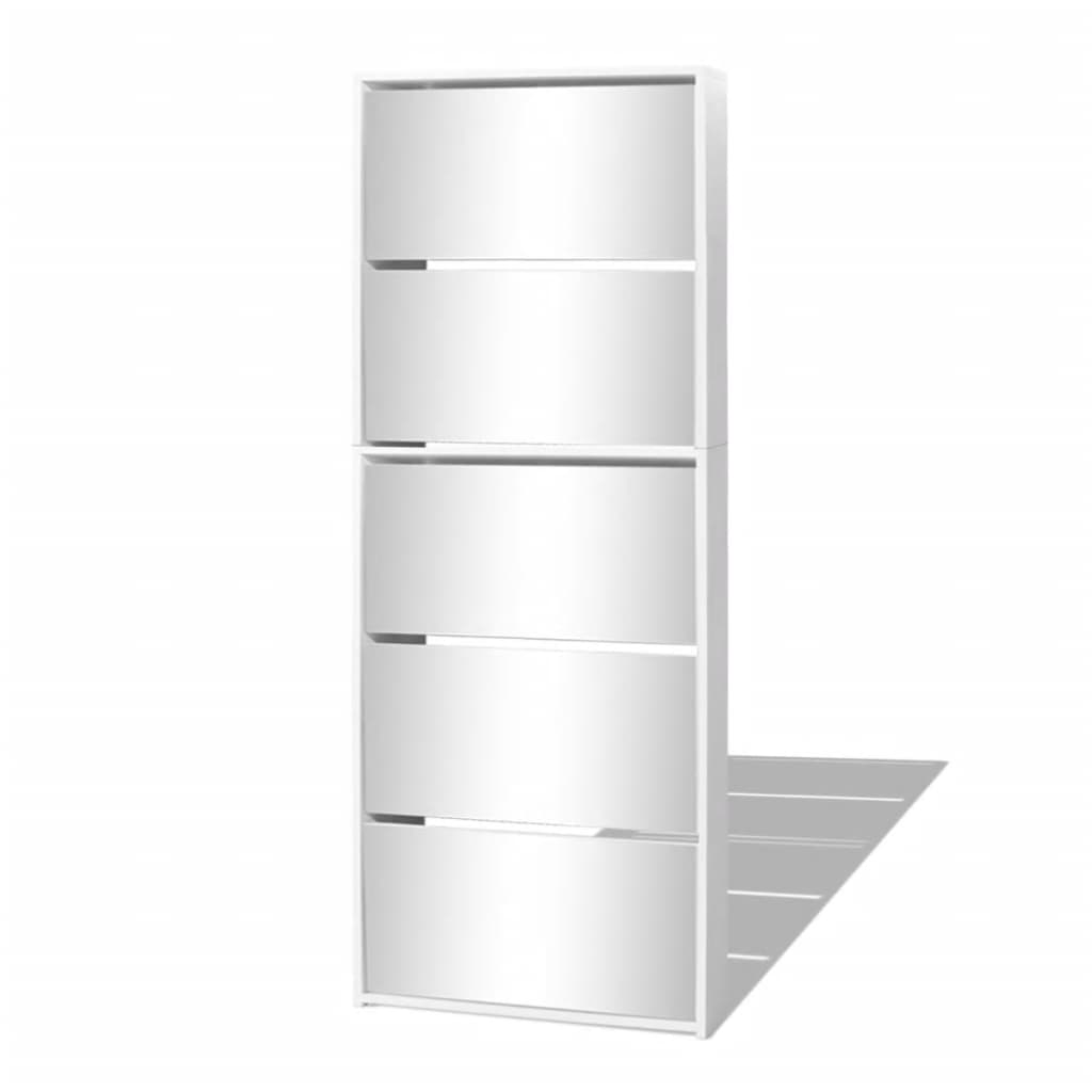 NNEVL Shoe Cabinet 5-Layer Mirror White 63x17x169.5 cm-1