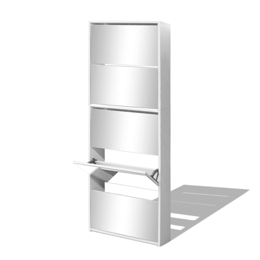 NNEVL Shoe Cabinet 5-Layer Mirror White 63x17x169.5 cm-2