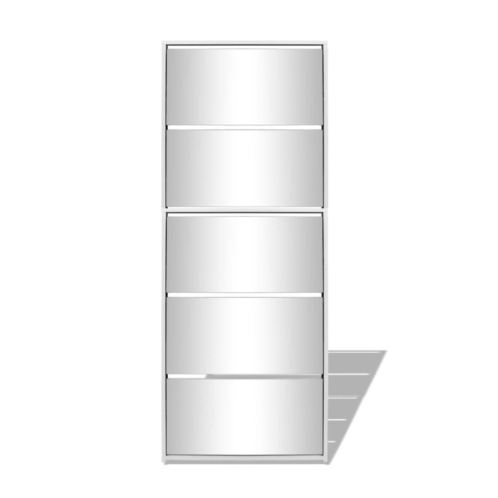 NNEVL Shoe Cabinet 5-Layer Mirror White 63x17x169.5 cm-3