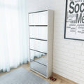 NNEVL Shoe Cabinet 5-Layer Mirror White 63x17x169.5 cm-0