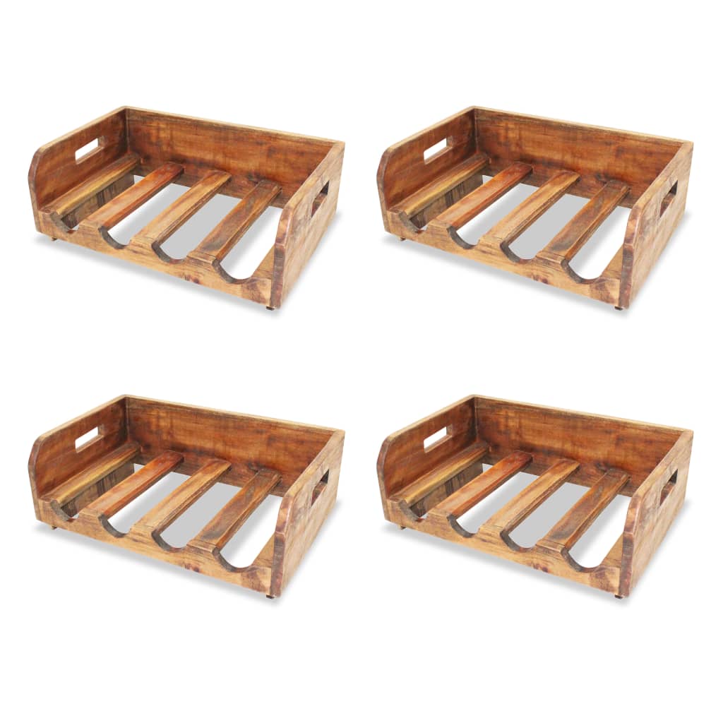 NNEVL Wine Racks 4 pcs for 16 Bottles Solid Reclaimed Wood-1