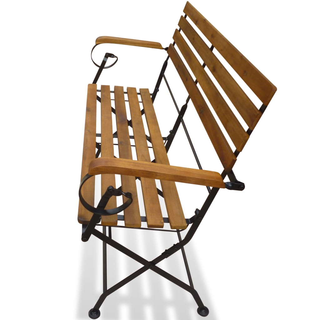 NNEVL Folding Garden Bench 112 cm Solid Acacia Wood-2