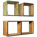 NNEVL Wall Shelf Set 3 pcs Multicolour Solid Reclaimed Teak-0