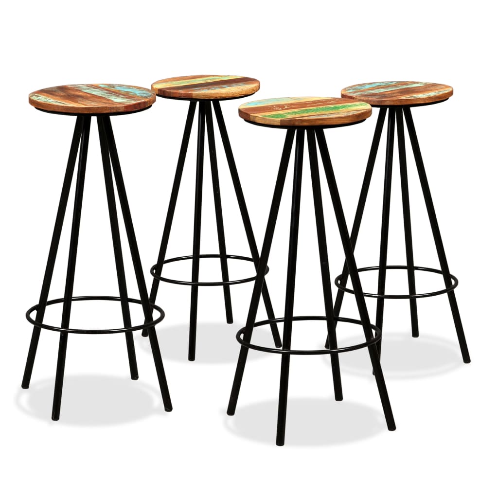 NNEVL Bar Stools 4 pcs Solid Reclaimed Wood-0