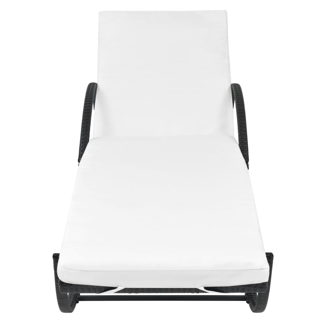 NNEVL Sun Loungers 2 pcs with Table Poly Rattan Black (42884+42886)-4