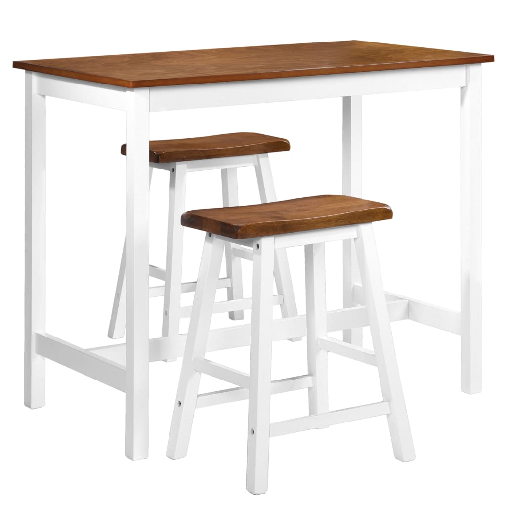 NNEVL Bar Table and Stool Set 3 Pieces Solid Wood-1