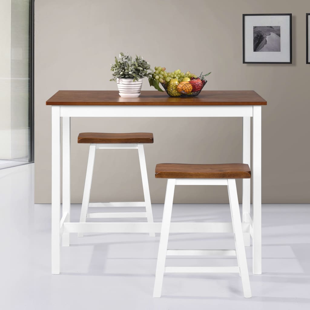 NNEVL Bar Table and Stool Set 3 Pieces Solid Wood-2