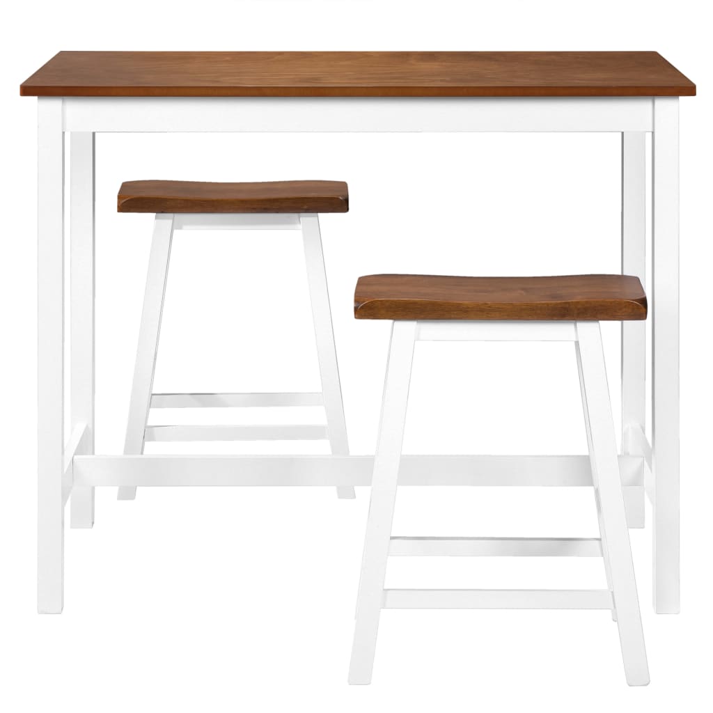 NNEVL Bar Table and Stool Set 3 Pieces Solid Wood-3
