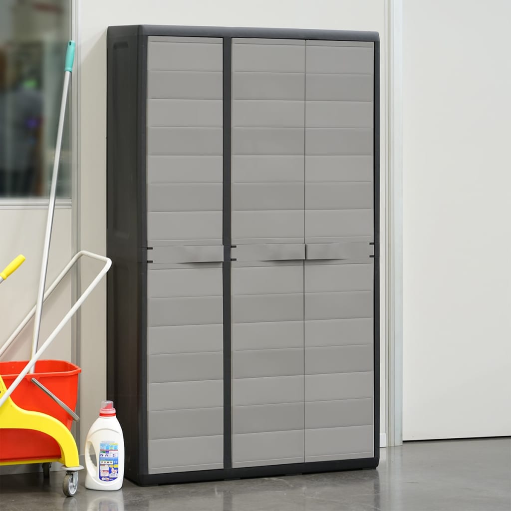 NNEVL Garden Storage Cabinet with 4 Shelves Black and Grey-1