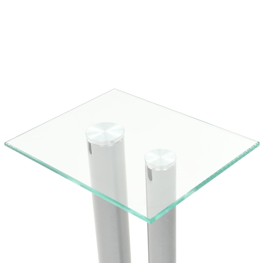 NNEVL Speaker Stands 2 pcs Tempered Glass 2 Pillars Design Silver-3