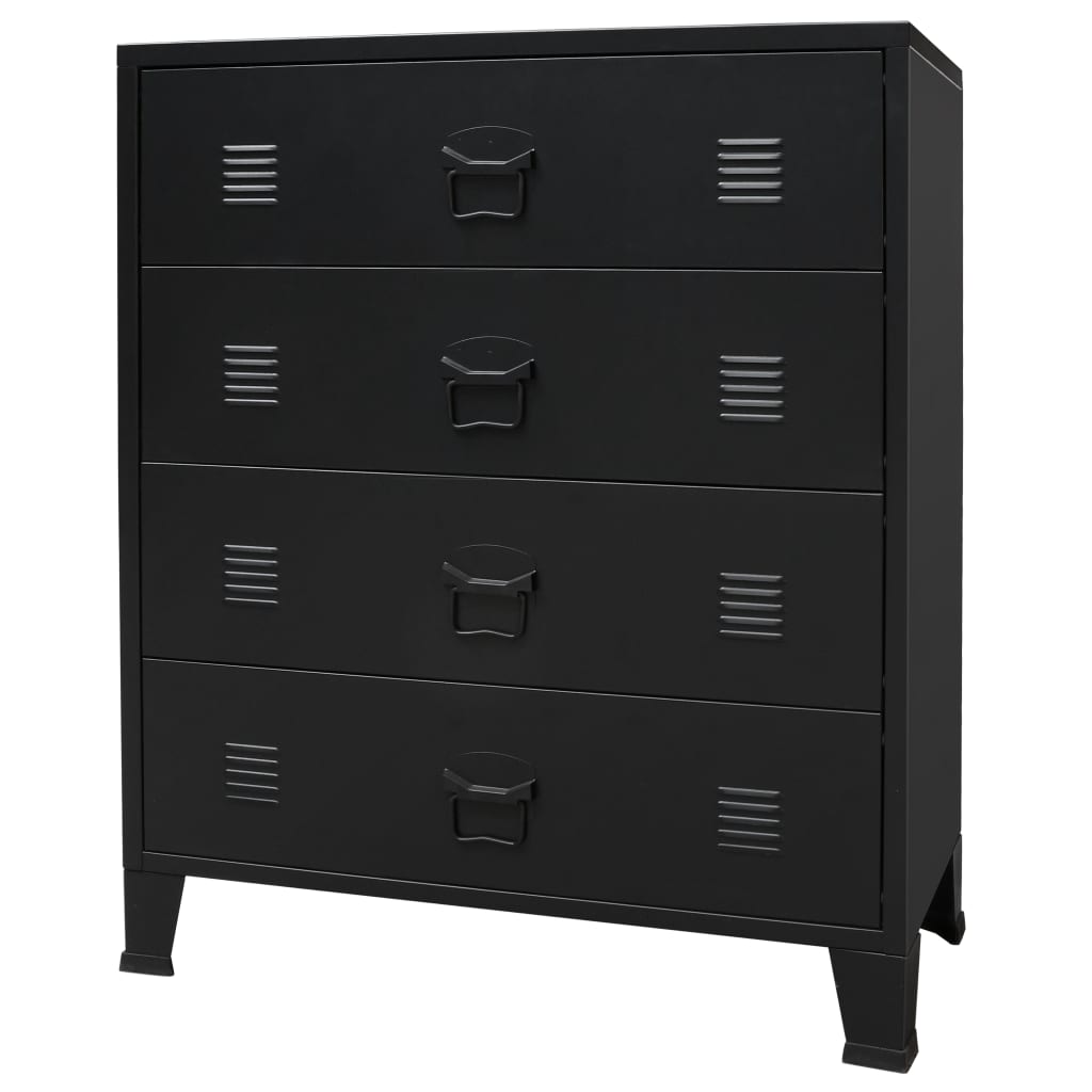 NNEVL Chest of Drawers Metal Industrial Style 78x40x93 cm Black-0