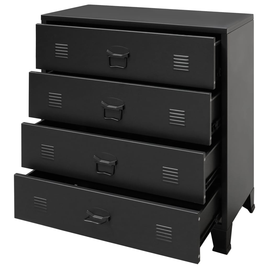 NNEVL Chest of Drawers Metal Industrial Style 78x40x93 cm Black-2