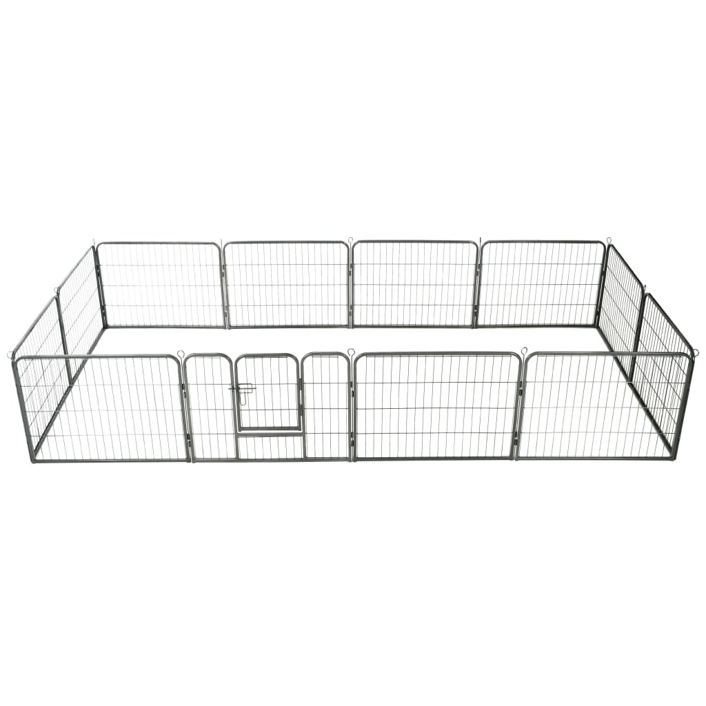NNEVL Dog Playpen 12 Panels Steel 80x60 cm Black-0