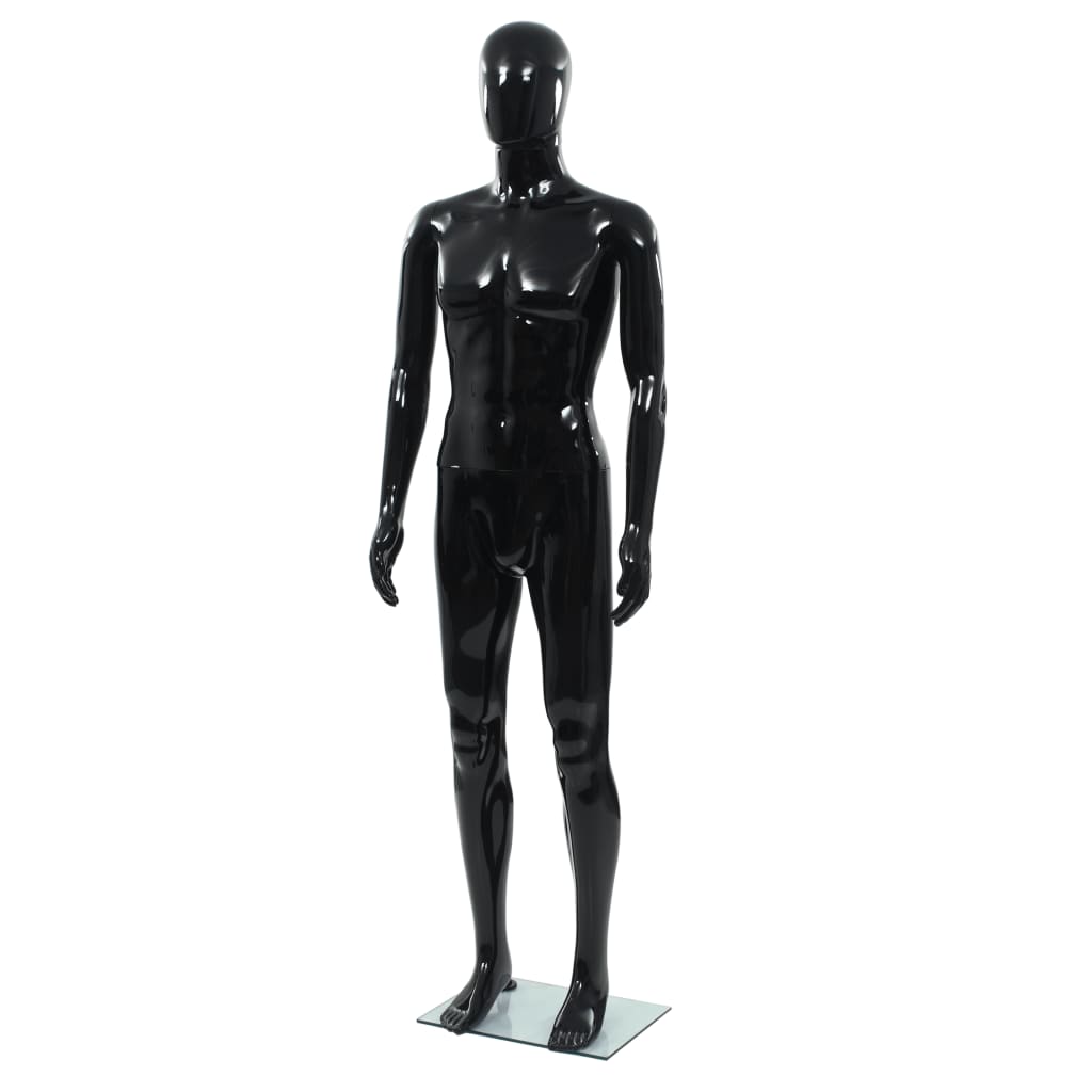 NNEVL Full Body Male Mannequin with Glass Base Glossy Black 185 cm-0