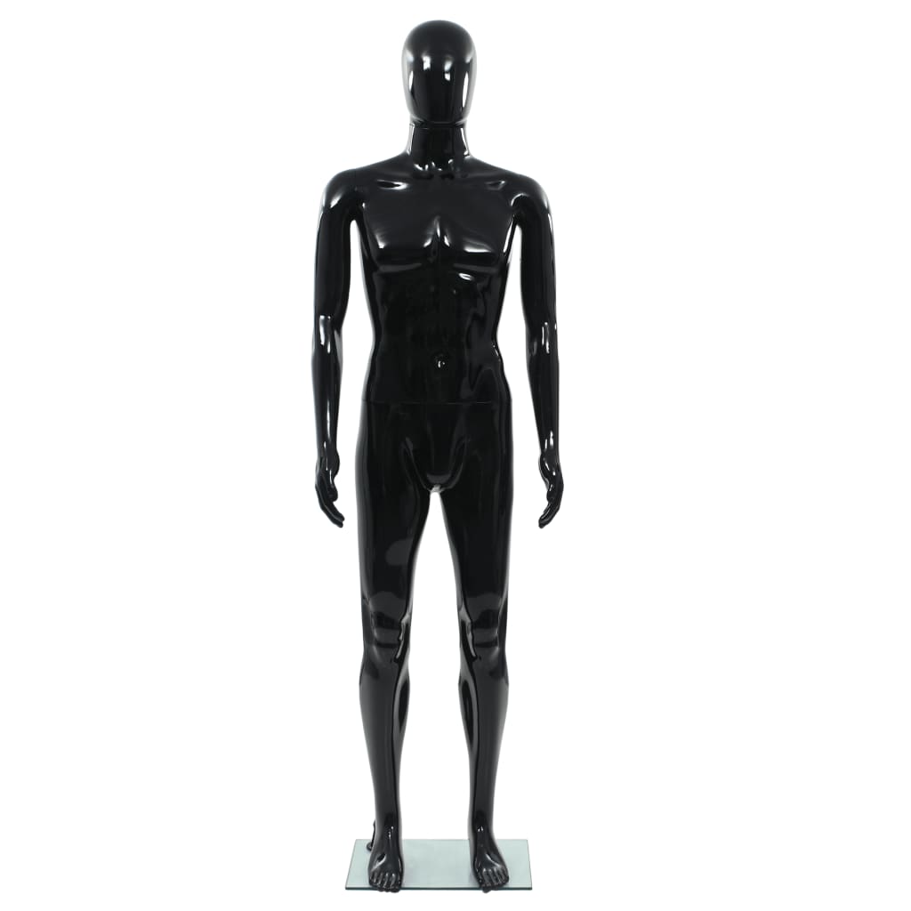 NNEVL Full Body Male Mannequin with Glass Base Glossy Black 185 cm-1