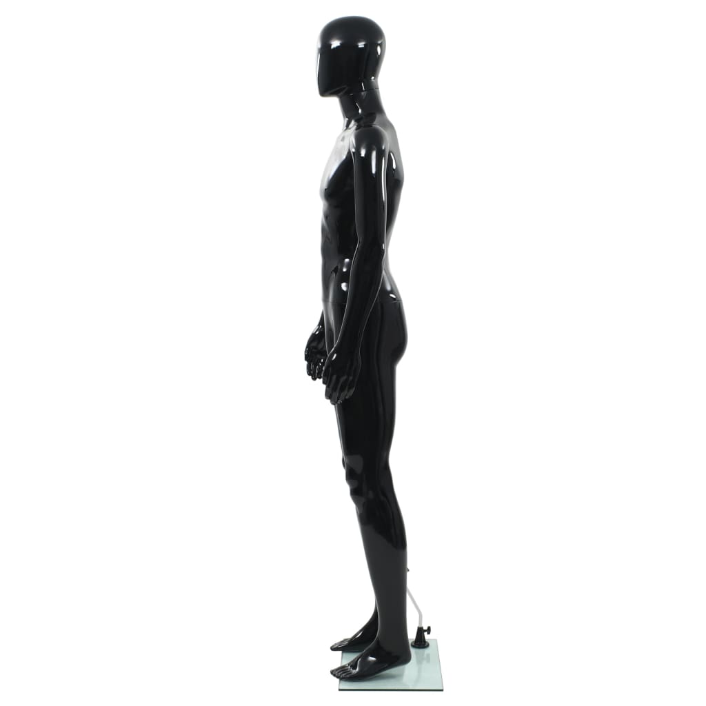 NNEVL Full Body Male Mannequin with Glass Base Glossy Black 185 cm-2