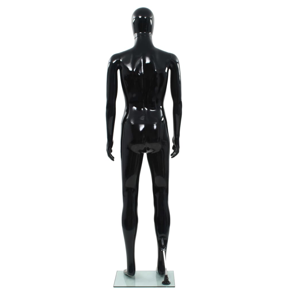 NNEVL Full Body Male Mannequin with Glass Base Glossy Black 185 cm-3