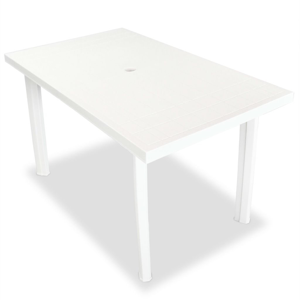 NNEVL 7 Piece Outdoor Dining Set Plastic White-2